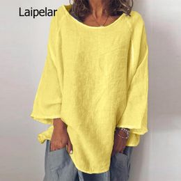 Womens Blouses Shirts Fashion Summer Shirt Women Long Sleeve Solid Cotton Linen Blouse Blusas Femininas Basic Tops Robe Loose Chemise Tunic 5XL 230726