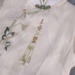 Brooches Lotus Flower Long Tassel Brooch Dress Ornament Cheongsam Accessory Chinese Style Women Hanfu Fashion Jewellery