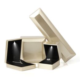 Jewellery Boxes Led Light Box Ring Necklace Gift Storage Case Engagement Display Jewellery Bracelet Pendant Packaging Drop Delivery Ot7Hk