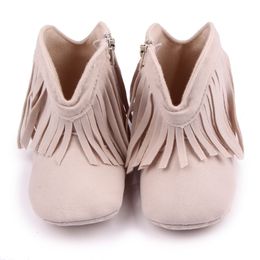 First Walkers Baby Girl Boy Tassel Prewalker Solid Fringe Shoes Infant Toddler Soft Soled Antislip Boots Booties 230726