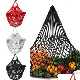 Storage Bags Reusable Grocery Cotton Mesh String Shop Tote Bag Kitchen Fruits Vegetables For Outdoor Drop Delivery Home Garden Houseke Otsi1