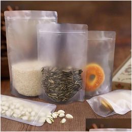 Packing Bags Stand Up Matte Plastic Bag Zipper Package Forsted Coffee Tea Vegetables Fruits Storage Pouches Drop Delivery Office Schoo Oth1A