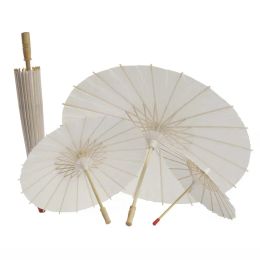 60CM DIY Blank Bamboo Papers Umbrella Craft Oiled Paper Umbrellas Blank Painting Bride Wedding Children's Painting Graffiti Kindergarten JY26