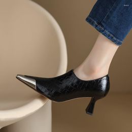 Dress Shoes 9 Years Old Shop Natural Genuine Leather Women Heels Metal Toe Fashion Important Occasions Party Wedding High Heel