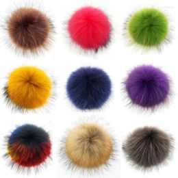Berets Factory Direct Sales 15cm Raccoon Fur Ball Real Wool Pendant Fake Shoes And Hats Accessories Color Imitation Pompons Or