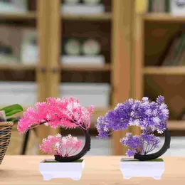 Decorative Flowers 2 Pcs Grass Ball Artificial Plants Decor Bonsai Tree Outdoor Decoration Fake Window Sill Purple Decorations Desk Decorate