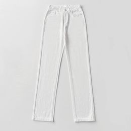 Women High Waisted Casual Denim Straight-Leg Pants Toteme White