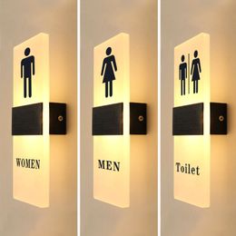 Decorative Objects Figurines BILEEDA LED Toilet Door Sign For Restrooms Washroom Bathroom Entrance Display 29x11cm Acrylic Custom Wc Signage Drop 230725