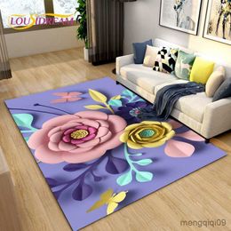 Carpets 3D Nordic Flower Daisy Area Rug Carpet Rug for Living Room Bedroom Sofa Doormat Kitchen Decoration Kids Play Non-slip Floor Mat R230726