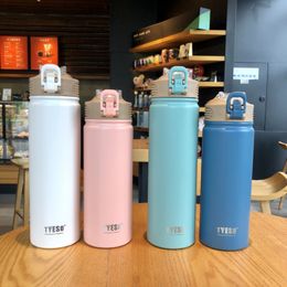 Tumblers 750ml Thermos Bottle with Straw 304 Stainless Steel Car Thermal Cup Insulated Flask Tyeso Climb Water Bottles for Outdoor Sports 230725