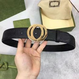 Belts for jeans Luxury Design Men Fashion Print Or Smooth belt 100% brass buckle Combination Box size 105-125CM
