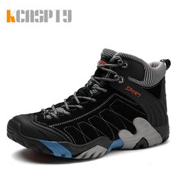 Dress Shoes Outdoor Blue Leather Hiking Men Trekking Boots For Male Non Slip Mountain Climbing High Quality zapatos hombre 230725