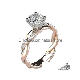 Solitaire Ring Braid Diamond Women Gold Sier Engagement Rings Fashion Jewelry Will And Sandy Drop Delivery Dh16K