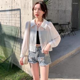 Women's Blouses Short Sun Protection Shirt For Women In Summer Design Thin Chiffon Clothing Loose Fitting Super Fairy Unique