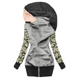 Women's Jackets Women Casual Faishion Jacket Sweatshirt Zipper Pocket Coat Leopard Print Panel Long Sleeve Vintage Jogging Hip- Daily Shirt