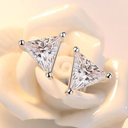 Stud Earrings Shiny Zircon Minimalist Geometric Triangle Fashion Ear Jewelry Gifts For Women