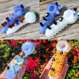 Vintage Flower BEE Glass Pipe bong Water Hookah Smoking Pipe Original Glass Factory Made can put customer logo by DHL UPS CNE