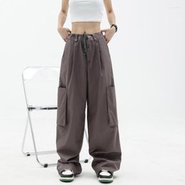 Women's Pants Autumn Large Pocket Loose Overalls Fashionable Women Japanese Drawstring Elastic Waist Wide Leg Casual