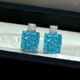 Stud Earrings Apaison Sky Blue High Carbon Diamond Earring 925 Sterling Silver For Woman Party Fine Jewelry Wholesale