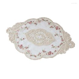 Table Mats 1 Piece Placemat Dining Insulation Anti-Slip Embroidered European Soft Lace Fabric Washable