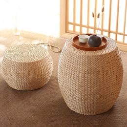 Other Home Decor Straw Pier Changing Shoe Stool Tatami Round Hallway Ottoman Furniture For Hand Woven Bedroom Rattan Chair Modernity 230725