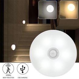 Night Lights LED Motion Sensor Light USB Nightlights Rechargeable Lamp Intelligent Control For Kitchen Bedroom Stairs Cabinet Aisle