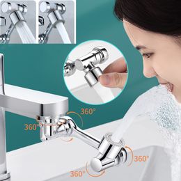 Bathroom Sink Faucets Allcopper Metal Rotatable Multifunction Expansion Faucet Aerator 1440 ° Rotating Mechanical Arm Water Filter Bubbler 230726