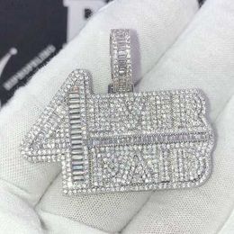 2023 fashion hip hop Jewellery 925 silver plated VVS rectangle moissanite custom hip hop ice pendant