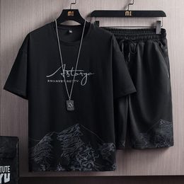 Men's Tracksuits Summer Men Casual 2 Piece Set For 3D Print Plus Size O-Neck T-Shirt Shorts Short Sleeve Outfit