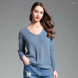 Women's Sweaters Fashion Knitting Sweater Spring Autumnfemale's Long Sleeve V-Neck Loose Sexy Back Tie Pullover Shirts