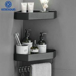 Bathroom Shelves Bathroom Shelf Corner Space Aluminum Bathroom Triangle Basket Shower Room Storage Rack Wall Mounted Black/Matte/Grey 230725