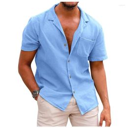 Men's Casual Shirts Summer Fashion Loose Big Size Button Hawaiian T Shirt Men Causal Cotton Linen Down Holiday Clothing