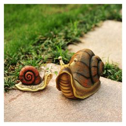 Handgereedschapssets Cute Resin Snail Statue Outdoor Garden Store Bonsai Decorative Animal Sculpture for Home Office Desk Garden Decor Ornament