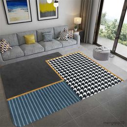 Carpets Geometric Carpet for Living Room Velvet Rug Kids Bedroom Bedside Rugs Soft Square Fluffy Carpets Home Sofa Table Decor Carpets R230726