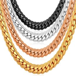 6MM 18 -32 Men Gold Chain 18K Yellow Gold Plated Jewelry Curb Cuban Link Chain Necklace278N