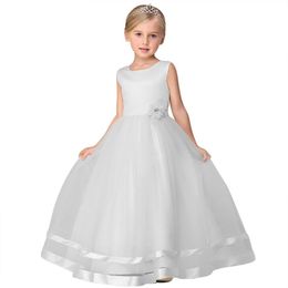 Lace Appliques Kids Formal Wear Flower Girl Dresses Kids Evening Gowns For Wedding First Communion Dresses 2018227g