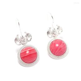 Stud Earrings Watermelon Red Stone Dangle Silver Plated Brass Ear Hook For Women Jewelry Girl Gift