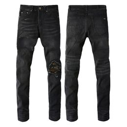 Designer jeans men ripped jeans motorcycle trendy ripped patchwork hole Size 28-40 streetwear round slim legged jeans man fashion letter star hole skinny jeans pants