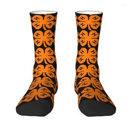 Men's Socks Orange 4H Four Leaf Clover Dress For Men Women Warm Fashion Crew