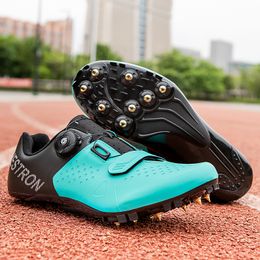Safety Shoes Rotating self-locking Track Field Shoes Women Spikes Sneakers Black Running Training Shoes Lightweight Men Spike Sport Shoes 230726