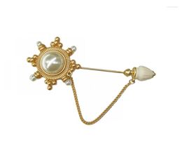 Brooches Boutique Design Colored Imitation Pearl Gem Tassel Pin Female Collar Vintage Broochs