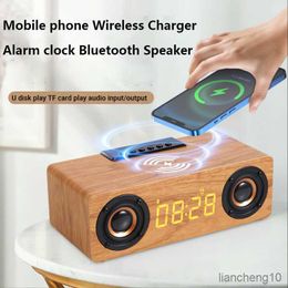 Portable Speakers Fast Wireless Wooden Wireless Bluetooth Speaker Alarm Clock with Subwoofer Stereo Sound bar for Computer TV R230727