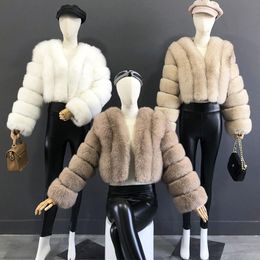 Fur 2023 New Style Women Fur Coat Real Fox Fur Jacket Natural Fox Fur Short Style Clothing Full Length Sleeve Female Coat