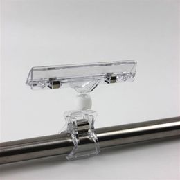 12PCS Merchandise Sign Clips Display Clip on Sign Holder Stand Rotatable Clear POP Clip on Sign Holders Advertising Tag Clamp216v