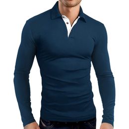 lu Men Polo Shirt Long Sleeve T-shirt Mens Sport Style Collar Button Shirt Training Golf Shirt