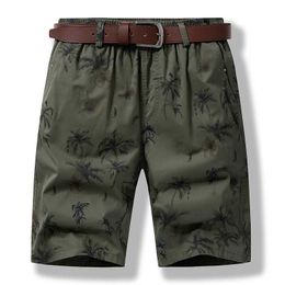 Beachwear Men's Shorts Summer Middle Aged And Young Cotton Landscape Printing Elastic Waist Thin Short Pants