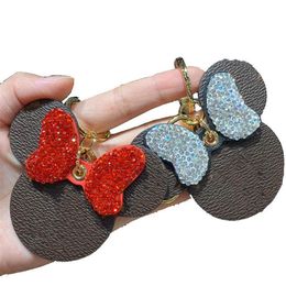 2021New Diamond KEYCHAIN designed by top designers high-quality leather cartoon MOUSE keychain couple gift woman bag pendant car k267T