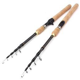 Boat Fishing Rods Promotion 1.8m 2.1m 2.4m 2.7m Spinning Fishing Rod M power Hard Telescopic Carbon Fibre Travel pole wooden handle 230725