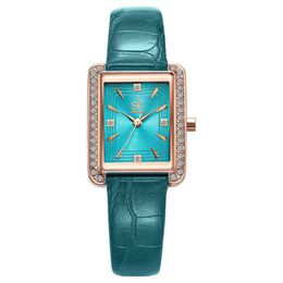 SK Brand Quartz watch cwp Modern Temperament Womens Watches Brilliant Ladies Watches 23 29MM Small Square Dial Diamond Wristwaches336Z