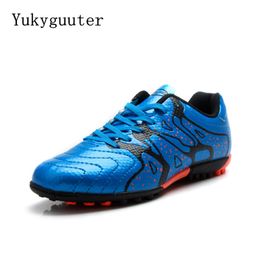 Children Football Soccer Athletic Soccer Shoes Kids Boy Girl Sneakers New Leather High Top Soccer Cleats Training Men